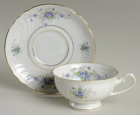 Violets Footed Cup & Saucer Set