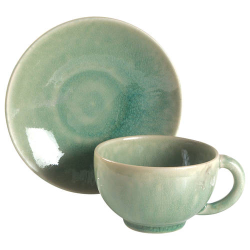 Tourron Jade Footed Cup & Saucer Set