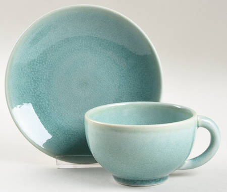 Tourron Jade Footed Cup & Saucer Set
