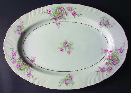 Bridal Rose (Verge, Cream & White) 16" Oval Serving Platter