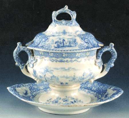 Italian Lakes Blue Tureen & Lid w/Underplate