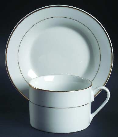 Emily Gold Flat Cup & Bread & Butter Plate/Saucer Set