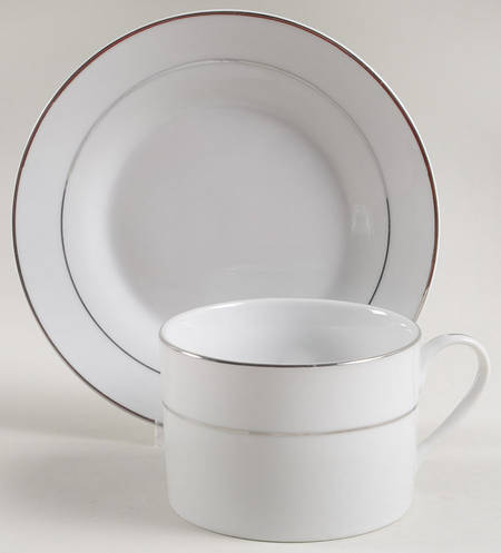 Emily Platinum Flat Cup & Bread & Butter Plate/Saucer Set