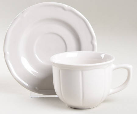 Bistro Cafe White Flat Cup & Saucer Set
