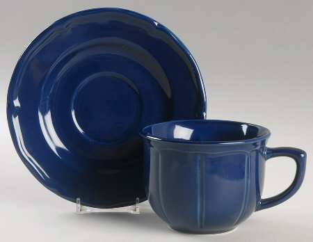 Bistro Blue Flat Cup & Saucer Set