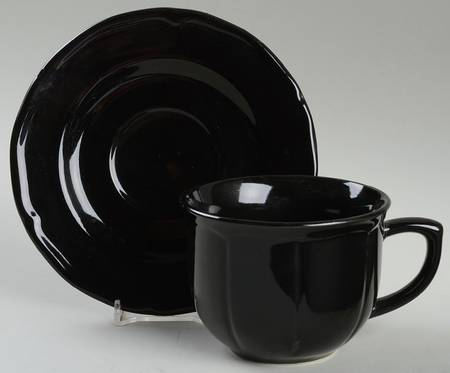 Bistro Cafe Black Flat Cup & Saucer Set