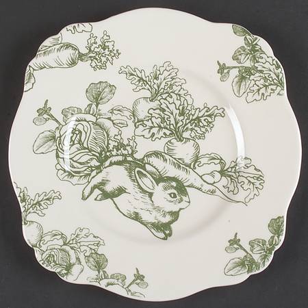 Bunny Toile Square Luncheon Plate
