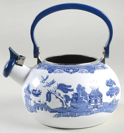 Willow Blue ("England 1883" Backstamp, China) Metal Kettle No Lid