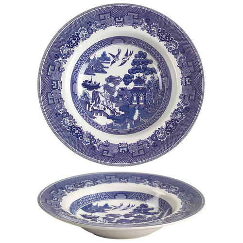 Willow Blue ("England 1883" Backstamp, China) Rim Soup Bowl