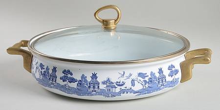 Willow Blue ("England 1883" Backstamp, China) 10" Skillet & Lid