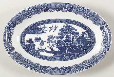 Willow Blue ("England 1883" Backstamp, China) Relish/Gravy Underplate