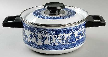Willow Blue ("England 1883" Backstamp, China) 2 Quart Metal Stew Pot