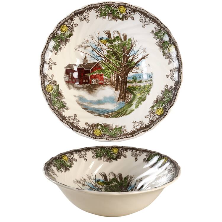 The Friendly Village ("England 1883" Backstamp) 8" Round Vegetable Bowl
