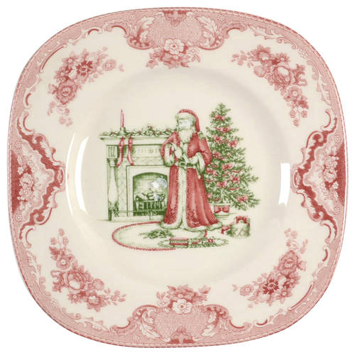 Old Britain Castles Pink Christmas (England 1883) Square Accent Salad Plate
