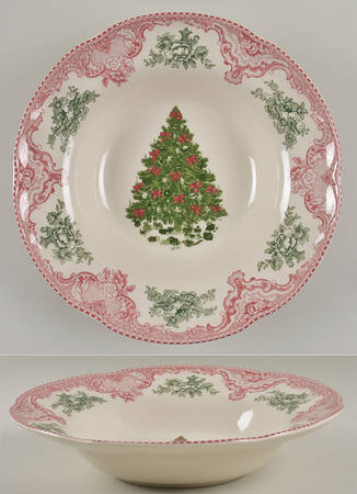 Old Britain Castles Pink Christmas (England 1883) Rim Soup Bowl