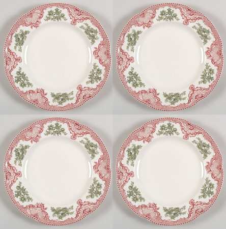 Old Britain Castles Pink Christmas (England 1883) Accent Dinner Plate - Set of 4
