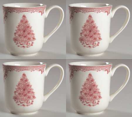 Old Britain Castles Pink Christmas (England 1883) Mug - Set of 4