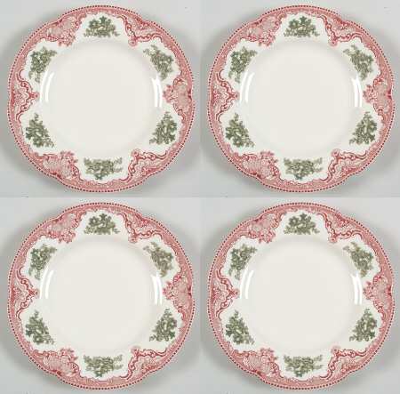 Old Britain Castles Pink Christmas (England 1883) Accent Salad Plate - Set of 4