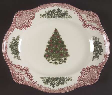 Old Britain Castles Pink Christmas (England 1883) 11" Oval Serving Platter
