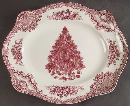 Old Britain Castles Pink Christmas (England 1883) 11" Oval Serving Platter