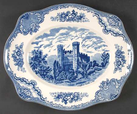 Old Britain Castles Blue (England 1883 Stamp) 15" Oval Serving Platter