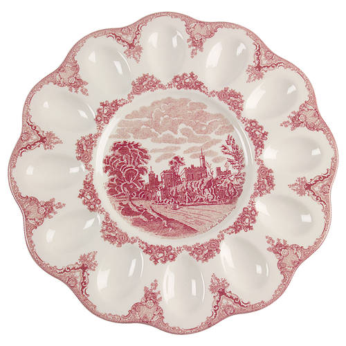 Old Britain Castles Pink (England 1883 Stamp) Deviled Egg Plate by Johnson Brothers