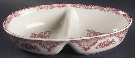 Old Britain Castles Pink (England 1883 Stamp) Divided Server by Johnson Brothers