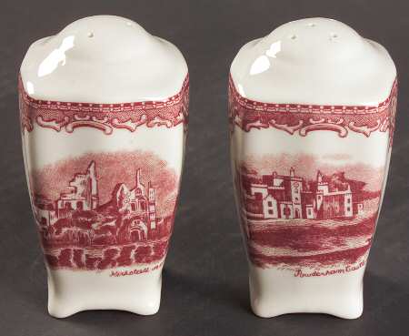 Old Britain Castles Pink (England 1883 Stamp) Salt & Pepper Set by Johnson Brothers