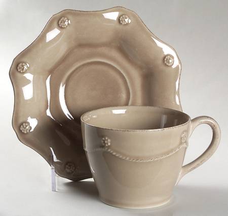Berry and Thread Cappucino Brown Flat Cup & Saucer Set