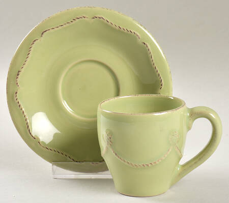 Berry and Thread Pistachio Green Flat Demitasse Cup & Saucer Set