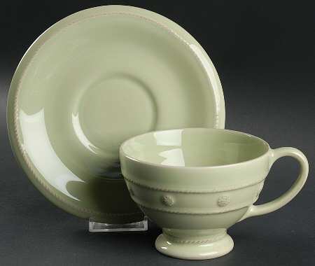 Berry and Thread Pistachio Green Breakfast Cup & Saucer Set