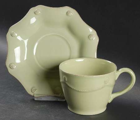 Berry and Thread Pistachio Green Flat Cup & Saucer Set