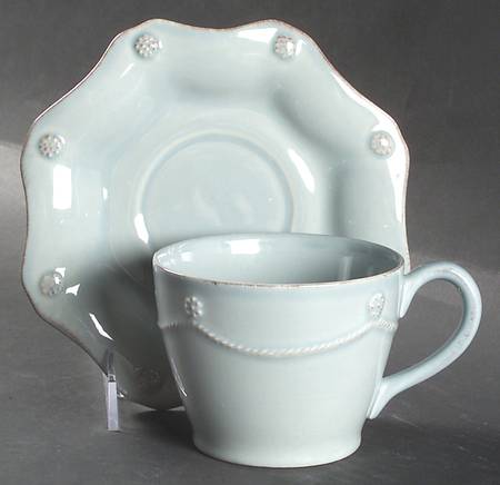 Berry and Thread Ice Blue Flat Cup & Saucer Set