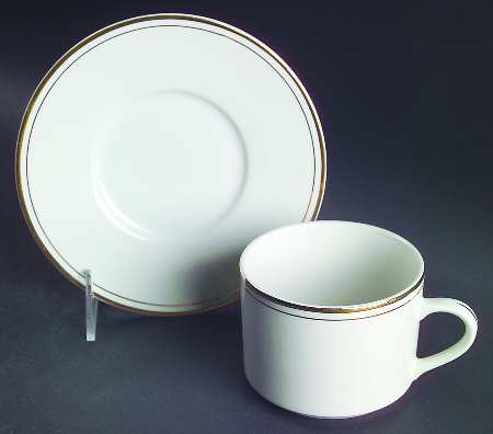Elegance Gold Tone Flat Cup & Saucer Set