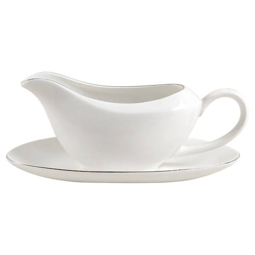 Elegance Platinum Tone Gravy Boat & Underplate
