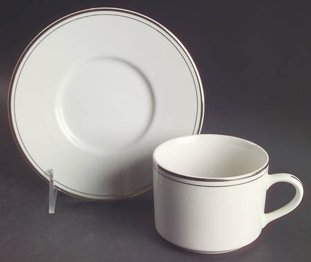 Elegance Platinum Tone Flat Cup & Saucer Set