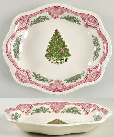 Victorian Christmas ("England 1883") 11" Oval Vegetable Bowl