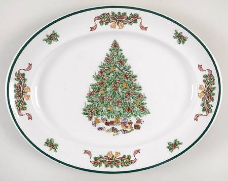 Victorian Christmas ("England 1883") 11" Oval Serving Platter