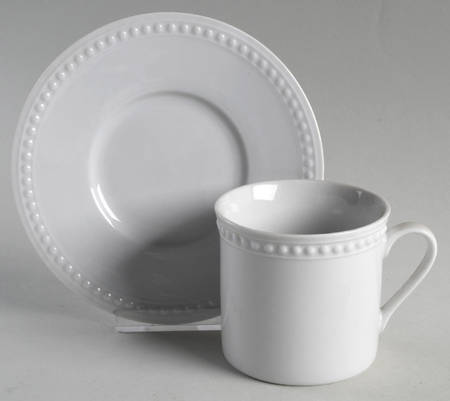 Elegant Pearl White Flat Cup & Saucer Set