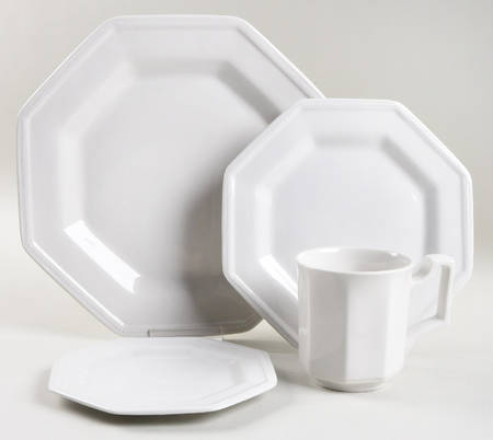 Heritage White ("England 1883"Stamp, Made In China) 4 Piece Place Setting