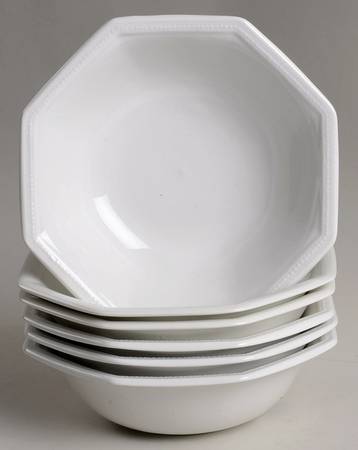 Heritage White ("England 1883"Stamp, Made In China) (Set of 6) Cereal/Coupe Bowl
