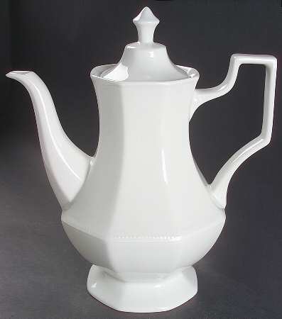 Heritage White ("England 1883"Stamp, Made In China) Coffee Pot & Lid
