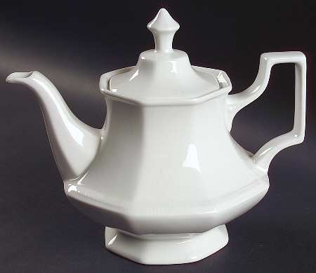 Heritage White ("England 1883"Stamp, Made In China) Teapot & Lid