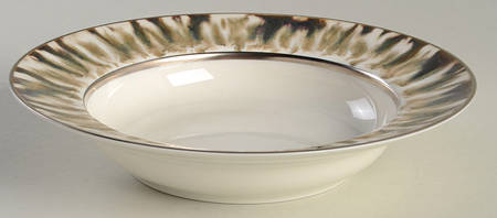 Cream Scale (Gold Trim) Large Rim Soup Bowl