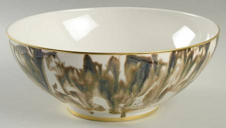 Cream Scale (Gold Trim) 9" Round Vegetable Bowl