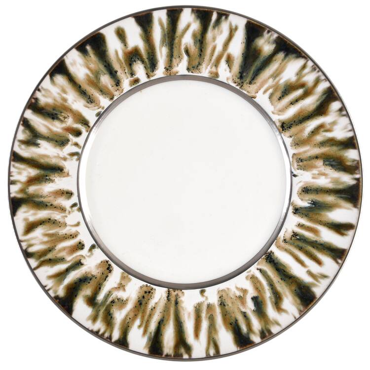 Cream Scale (Platinum Trim) Service Plate (Charger) by Jaune de Chrome