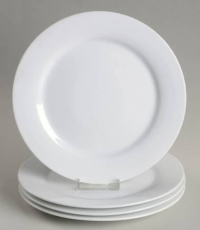 Basic White Round Salad/Dessert Plate - Set of 4