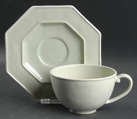 Octavia Cucumber (White Trim) Flat Cup & Saucer Set