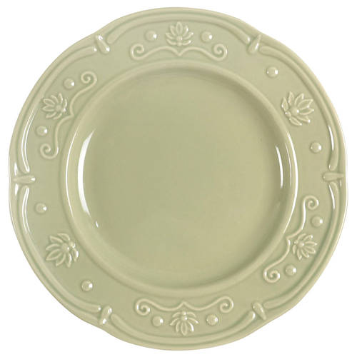 Scalloped Floral Green Salad Plate