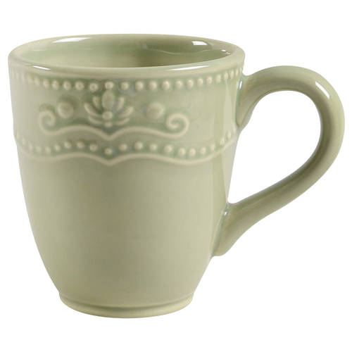 Scalloped Floral Green Mug